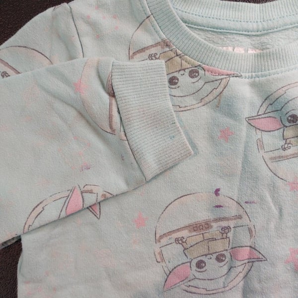 Star Wars The Mandalorian Grogu Baby Yoda Long Sleeve Sweatshirt Size 2T