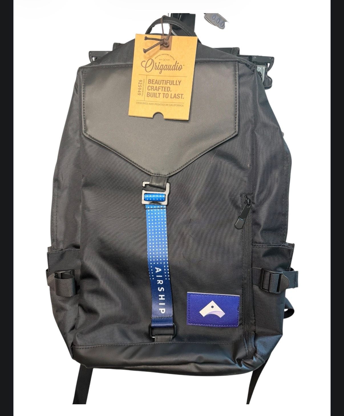 Origaudio Maguire Pack Black Backpack with Blue Airship Strap NWT 2