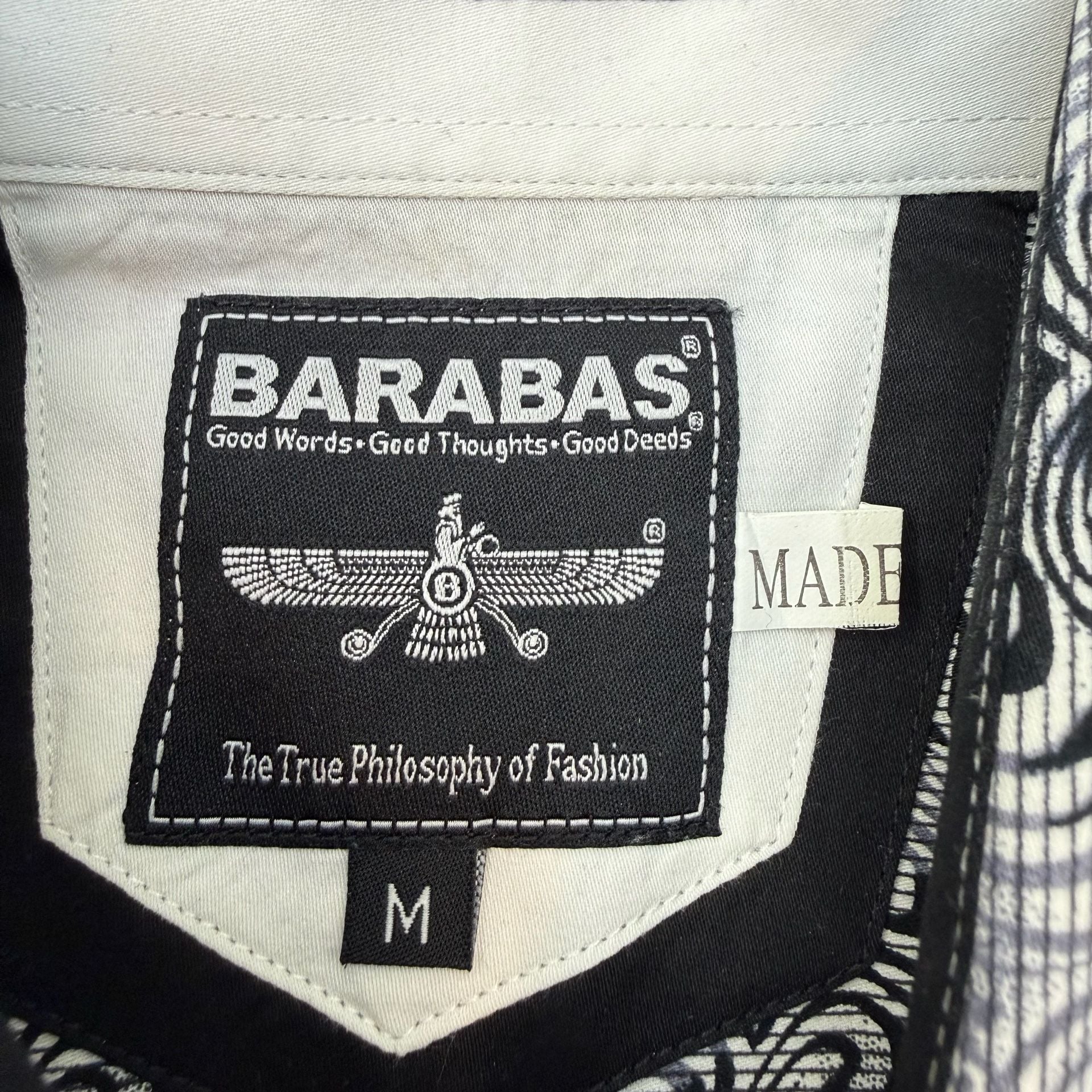 Barabas Men's Black and White Swirl Abstract Print Long Sleeve Button Up 4