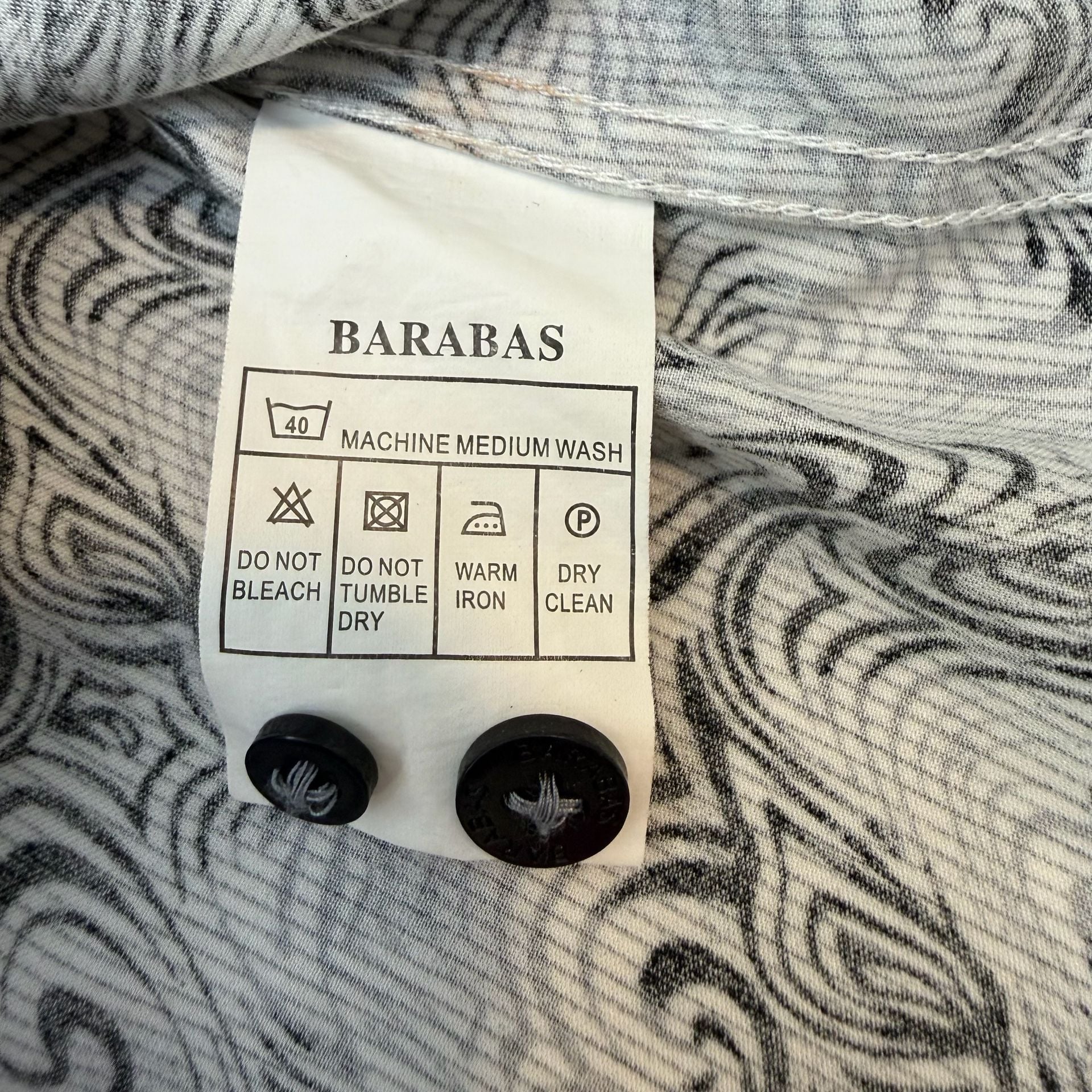 Barabas Men's Black and White Swirl Abstract Print Long Sleeve Button Up 5