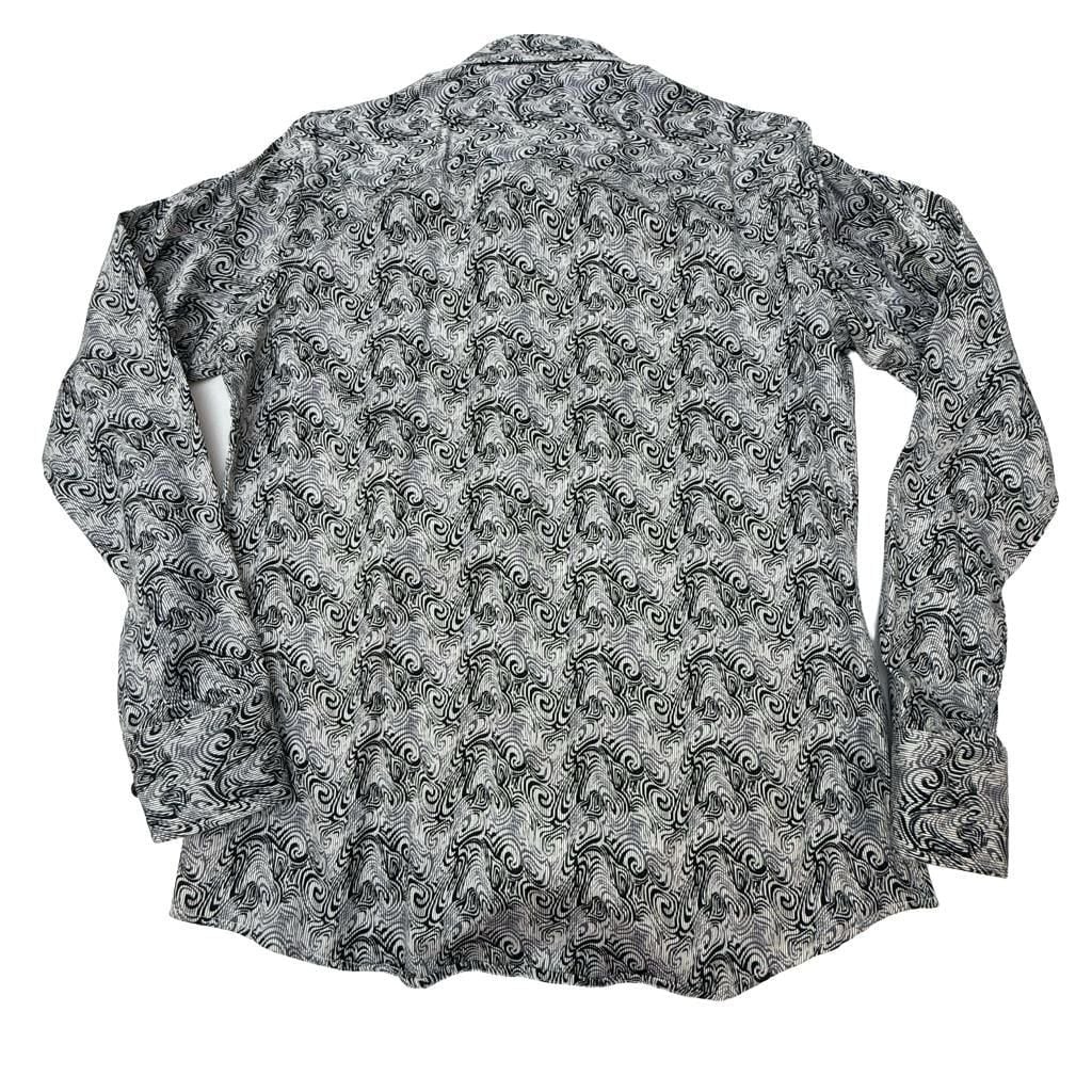 Barabas Men's Black and White Swirl Abstract Print Long Sleeve Button Up 3
