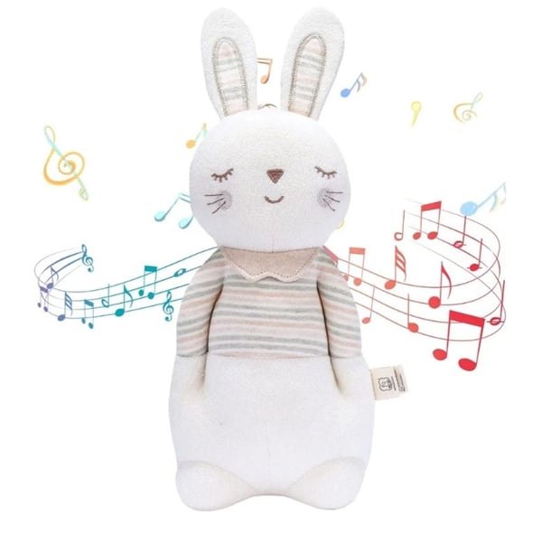 Cottonbebe Organic Baby Toys Bunny Stuffed Animal Toy with Lullaby Music,NIB
