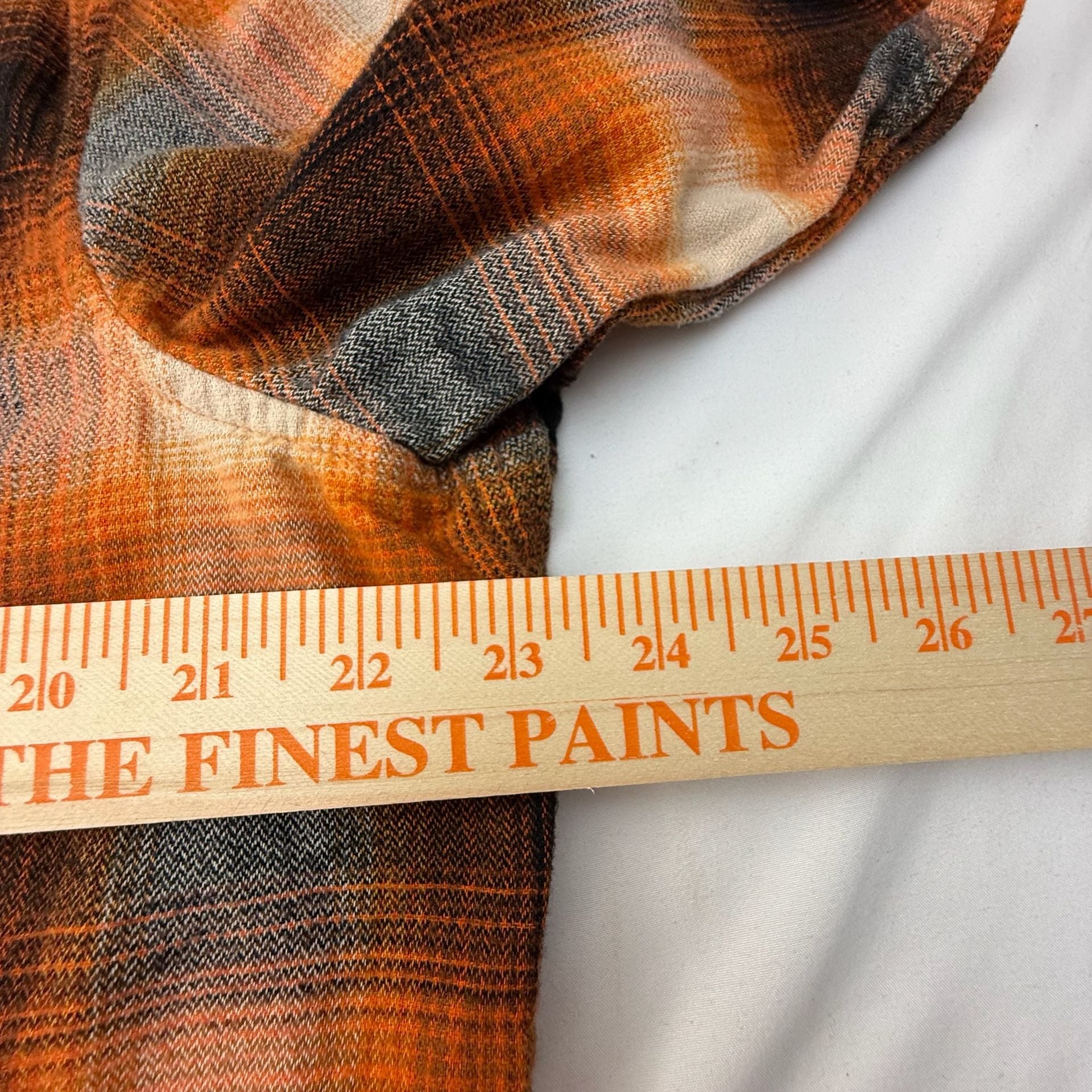 Goodfellow & Co Men's Orange Black Plaid Long Sleeve Flannel Button-Up 9