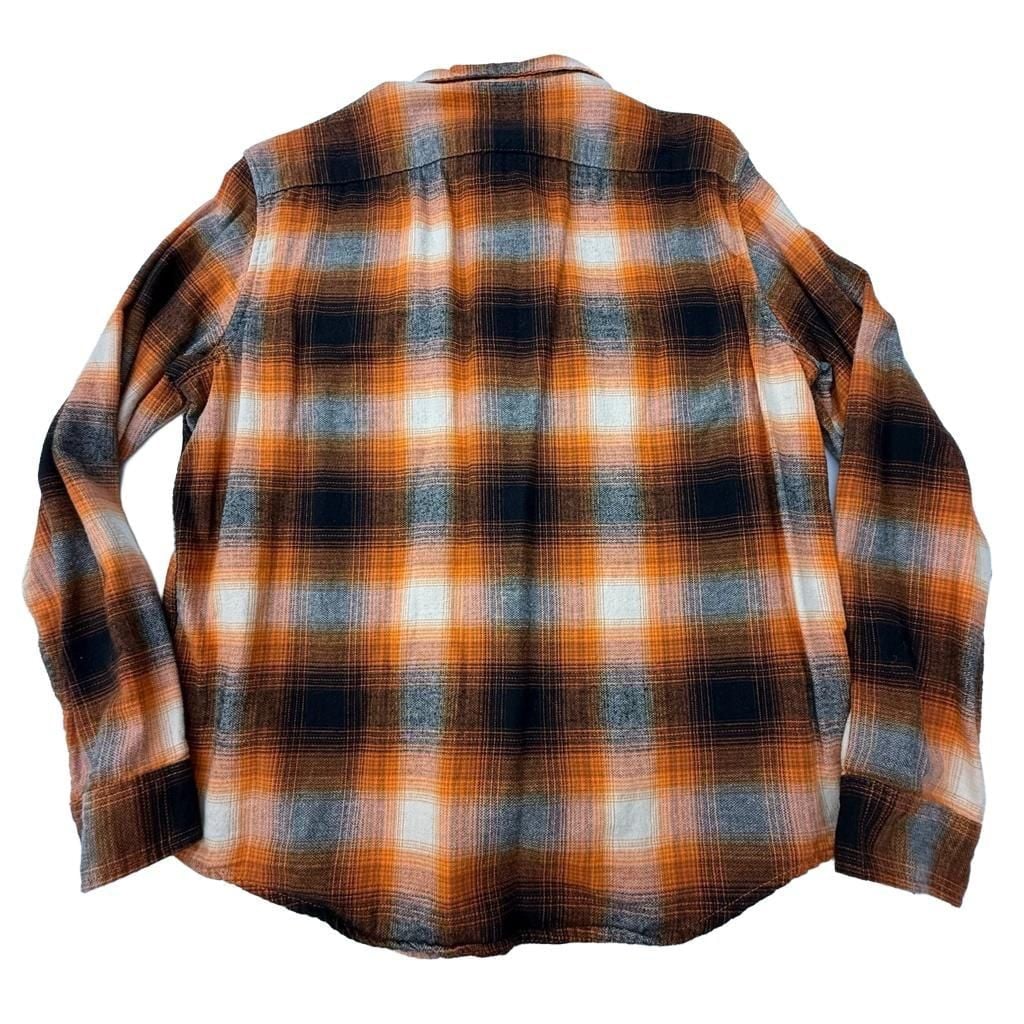 Goodfellow & Co Men's Orange Black Plaid Long Sleeve Flannel Button-Up 3