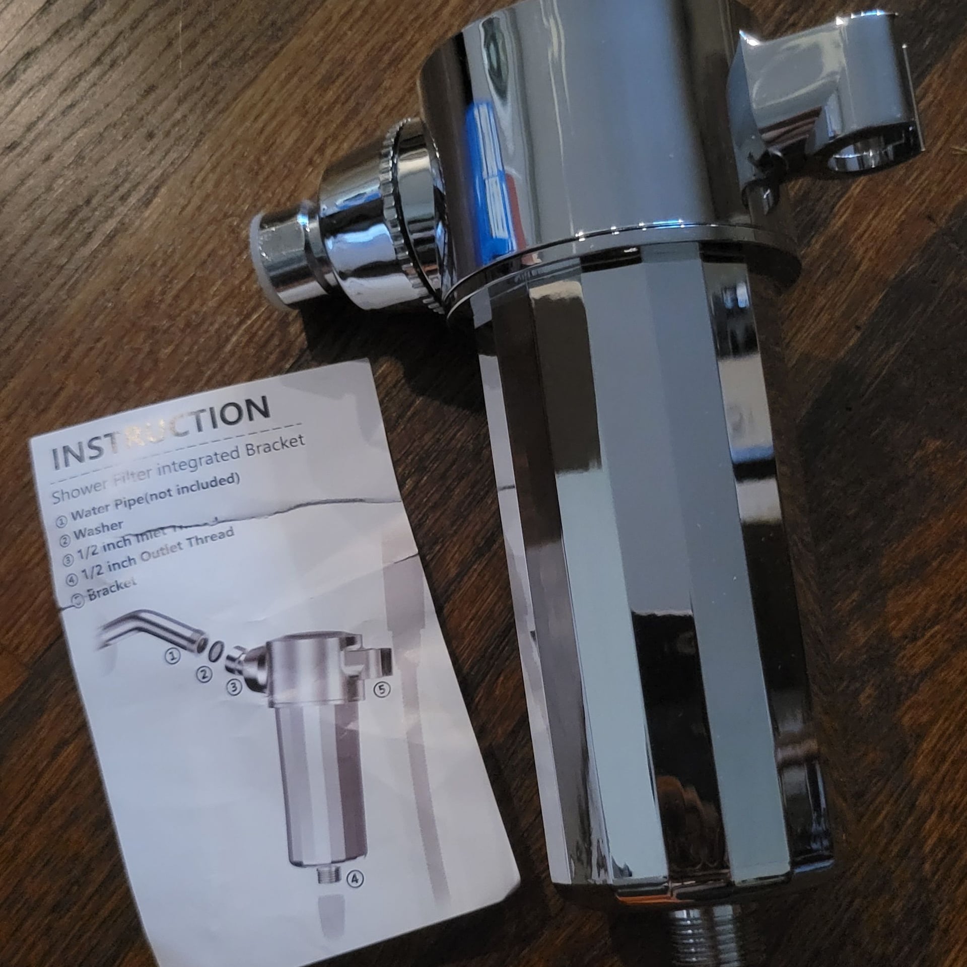 Chrome Shower Filter for Hard Water with Integrated Bracket,NIB 4