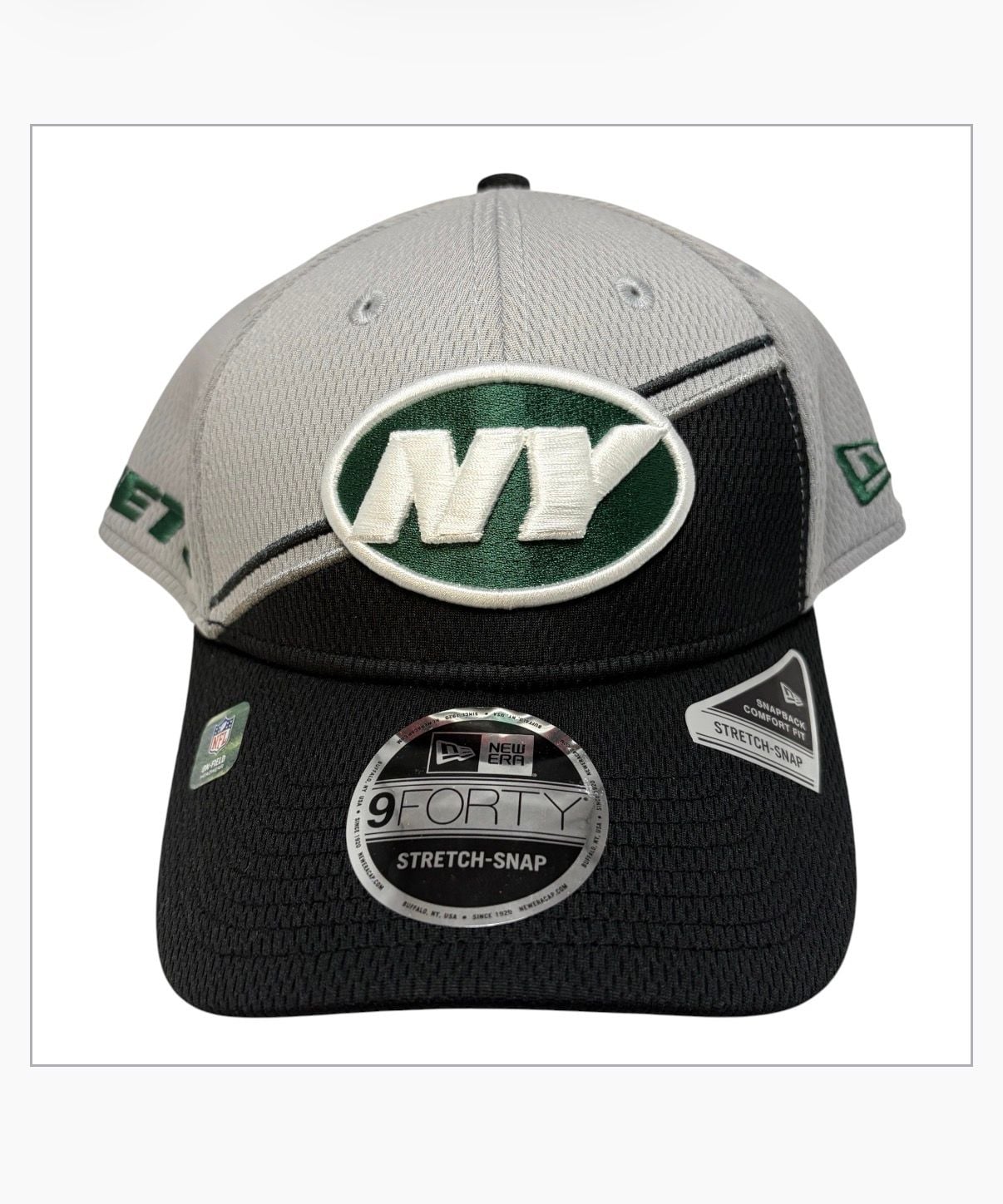 New Era New York Jets 9FORTY Stretch-Snapback Hat - Gray/Black 2