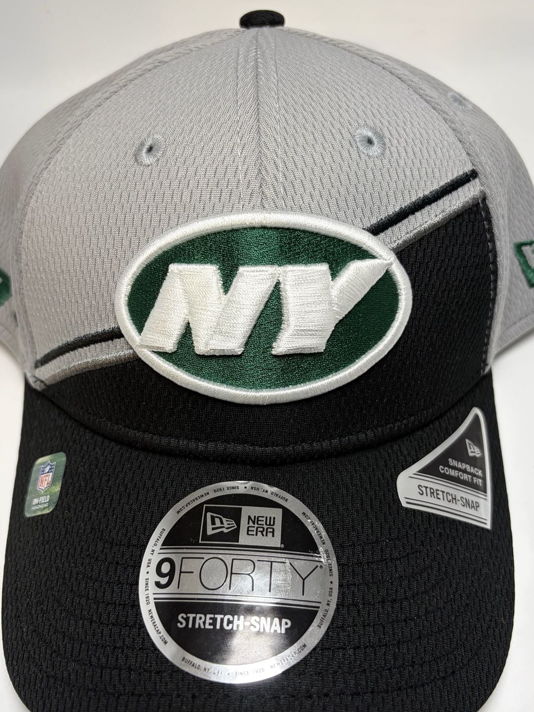 New Era New York Jets 9FORTY Stretch-Snapback Hat - Gray/Black 4
