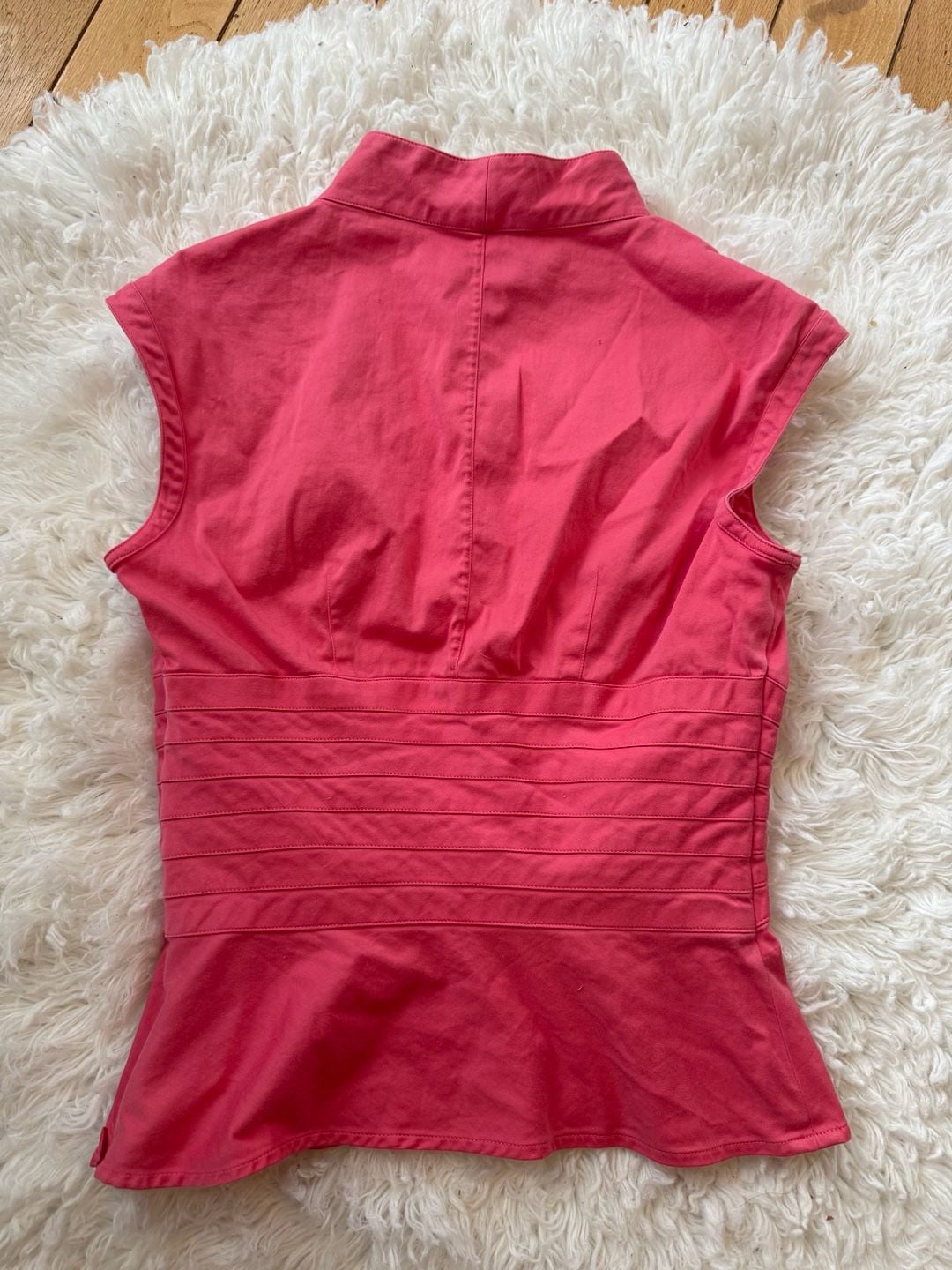 Kay Unger New York Pink Sleeveless Collared V-Neck Blouse Size 2 6