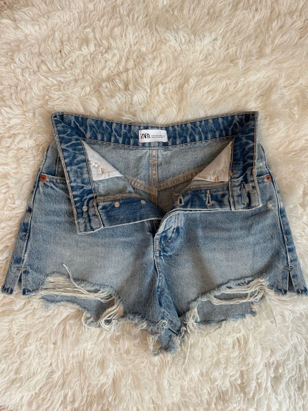 Zara Distressed Raw Hem Denim Shorts 3