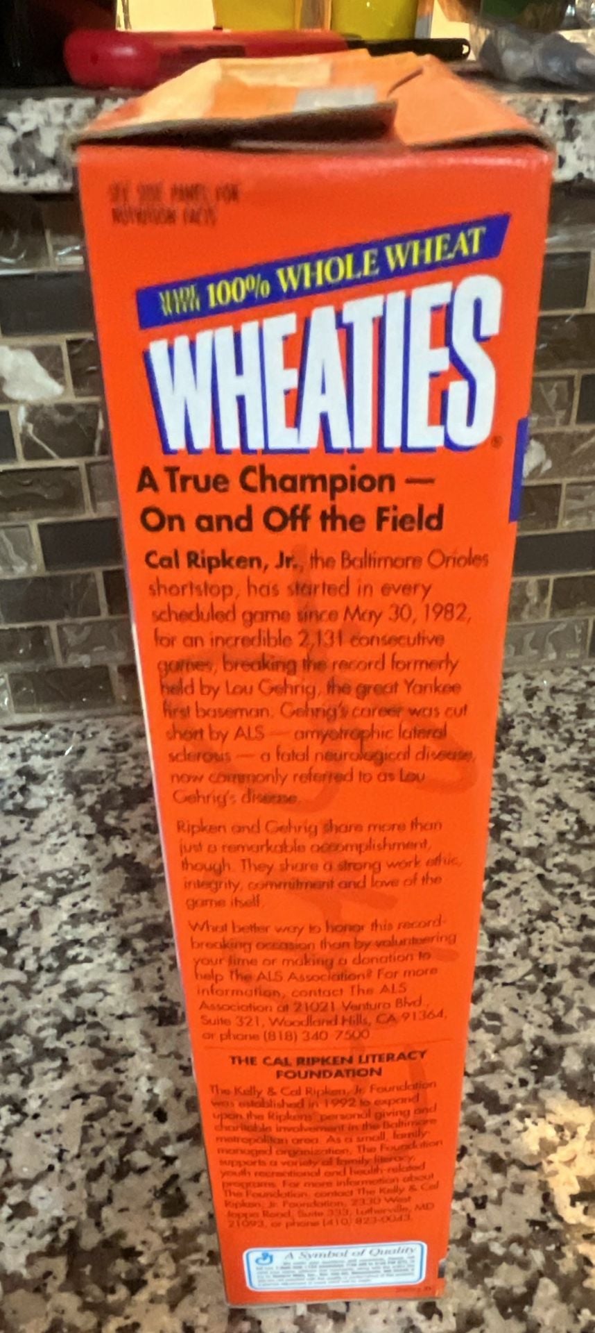 Vintage 1995 General Mills Wheaties Cereal Box - Cal Ripken Jr. Collector's Edition 2131 Consecutive Games 4