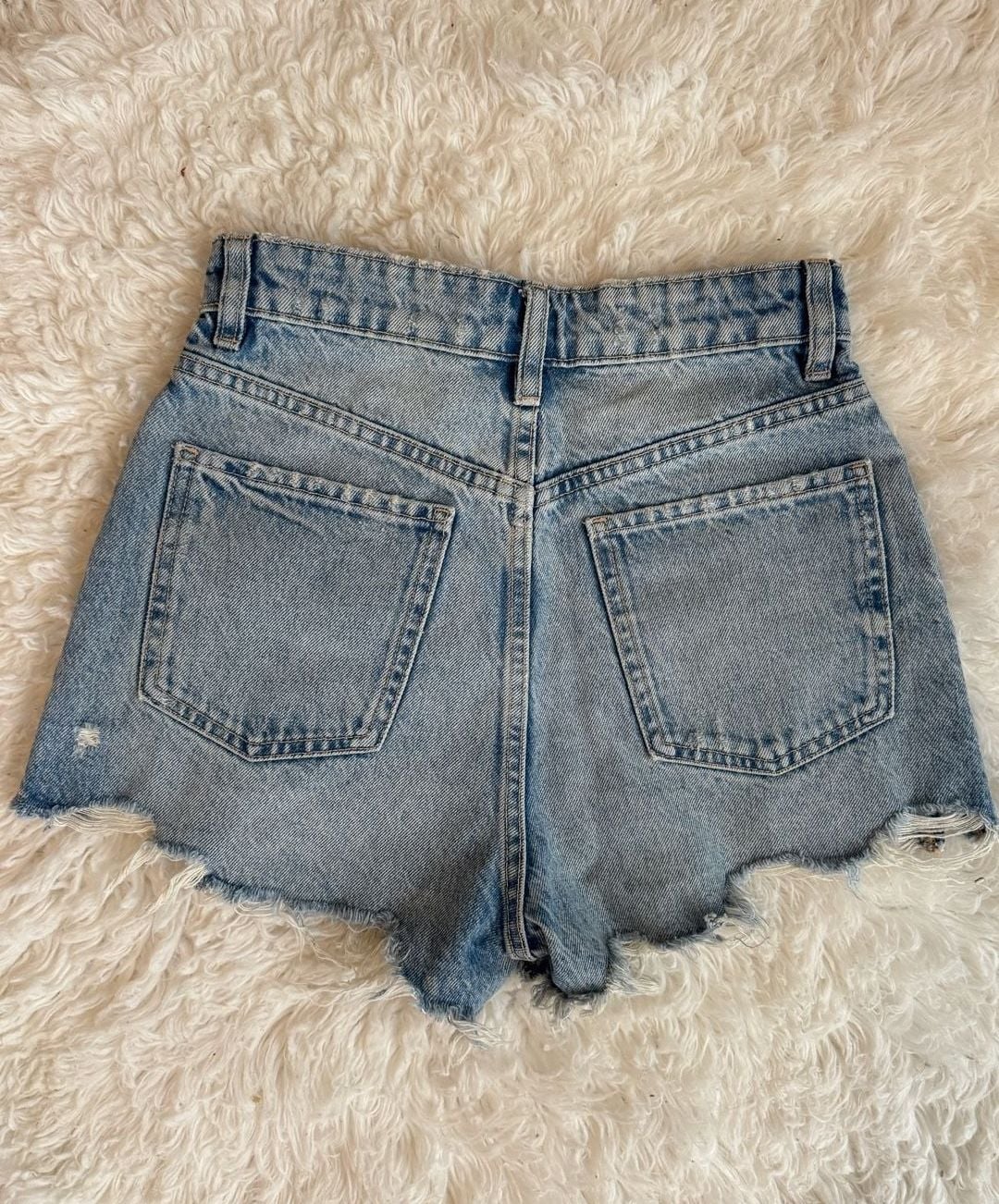 Zara Distressed Raw Hem Denim Shorts 4
