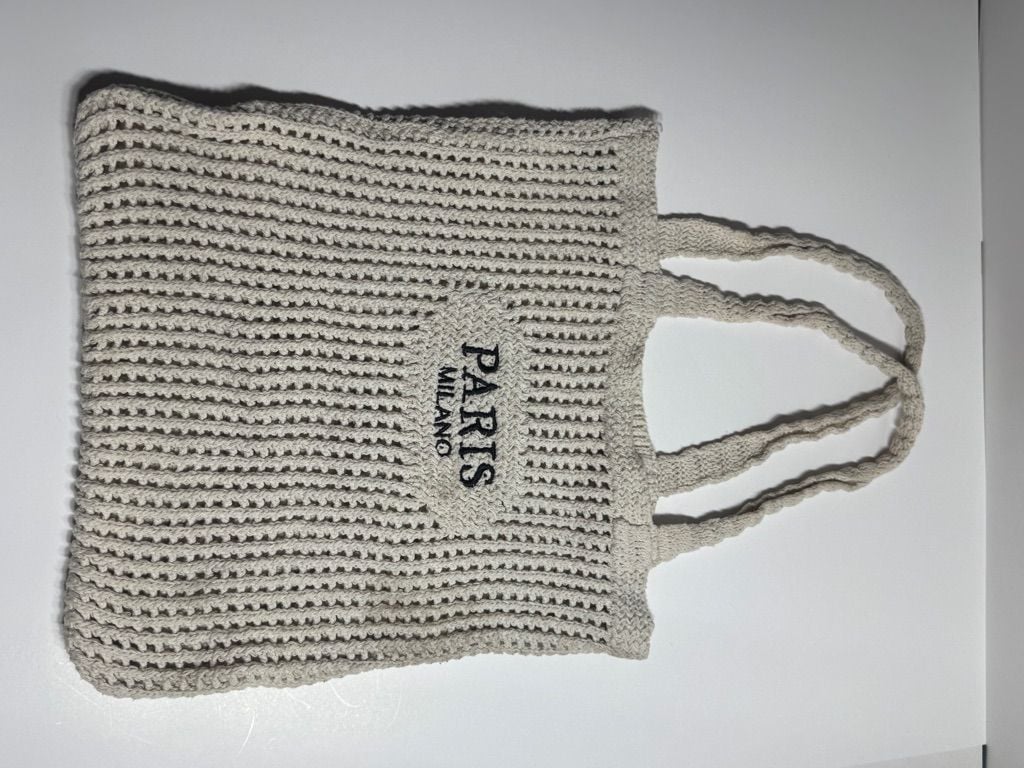 Paris Milano Knit Crochet Tote Bag Beige 2
