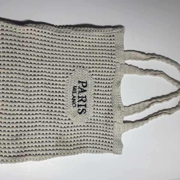 Paris Milano Knit Crochet Tote Bag Beige