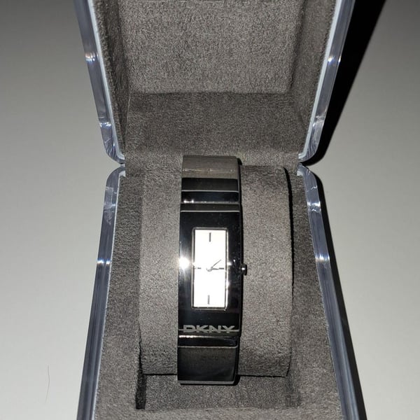 DKNY Women's Stainless Steel Rectangular Bracelet Watch with Original Box