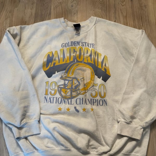 Modern Lux Golden State California 1950 National Champion White Crewneck Sweatshirt XXL