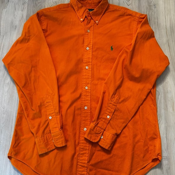 Polo Ralph Lauren Classic Fit Orange Long Sleeve Button Down Oxford Shirt Size L