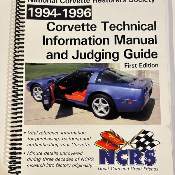 NCRS 1994-1996 Corvette Technical Manual and Judging Guide First Edition