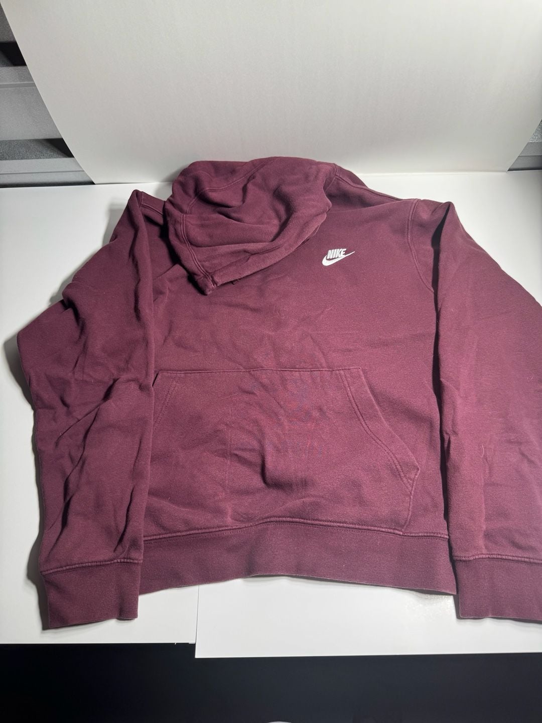 Nike Maroon Pullover Hoodie Sweatshirt with White Swoosh Logo 3