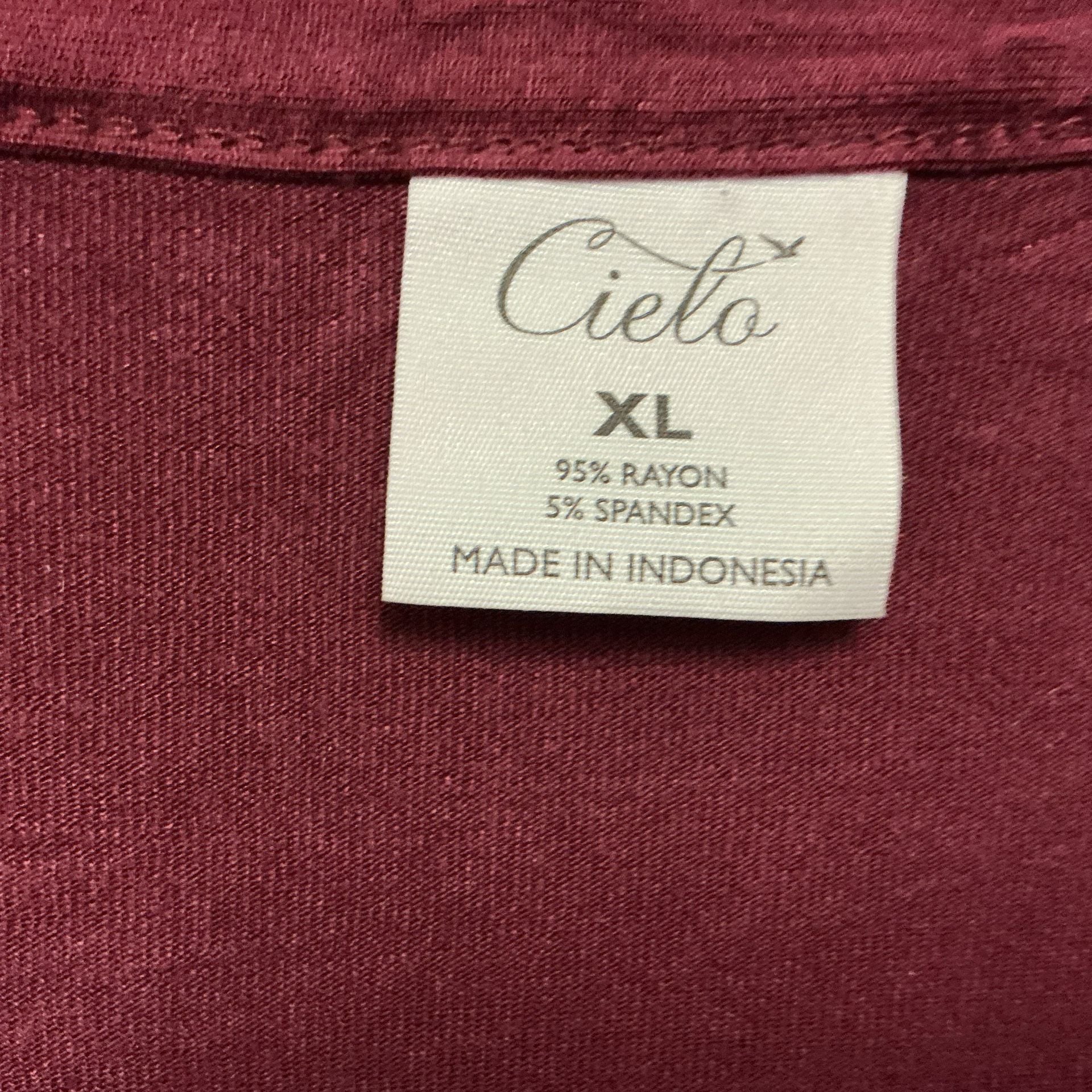 Cielo Maroon Open Front Long Sleeve Cardigan with Pockets XL 4