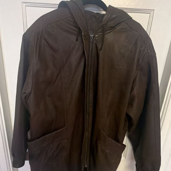 G4000 Genuine Leather Hooded Jacket Brown