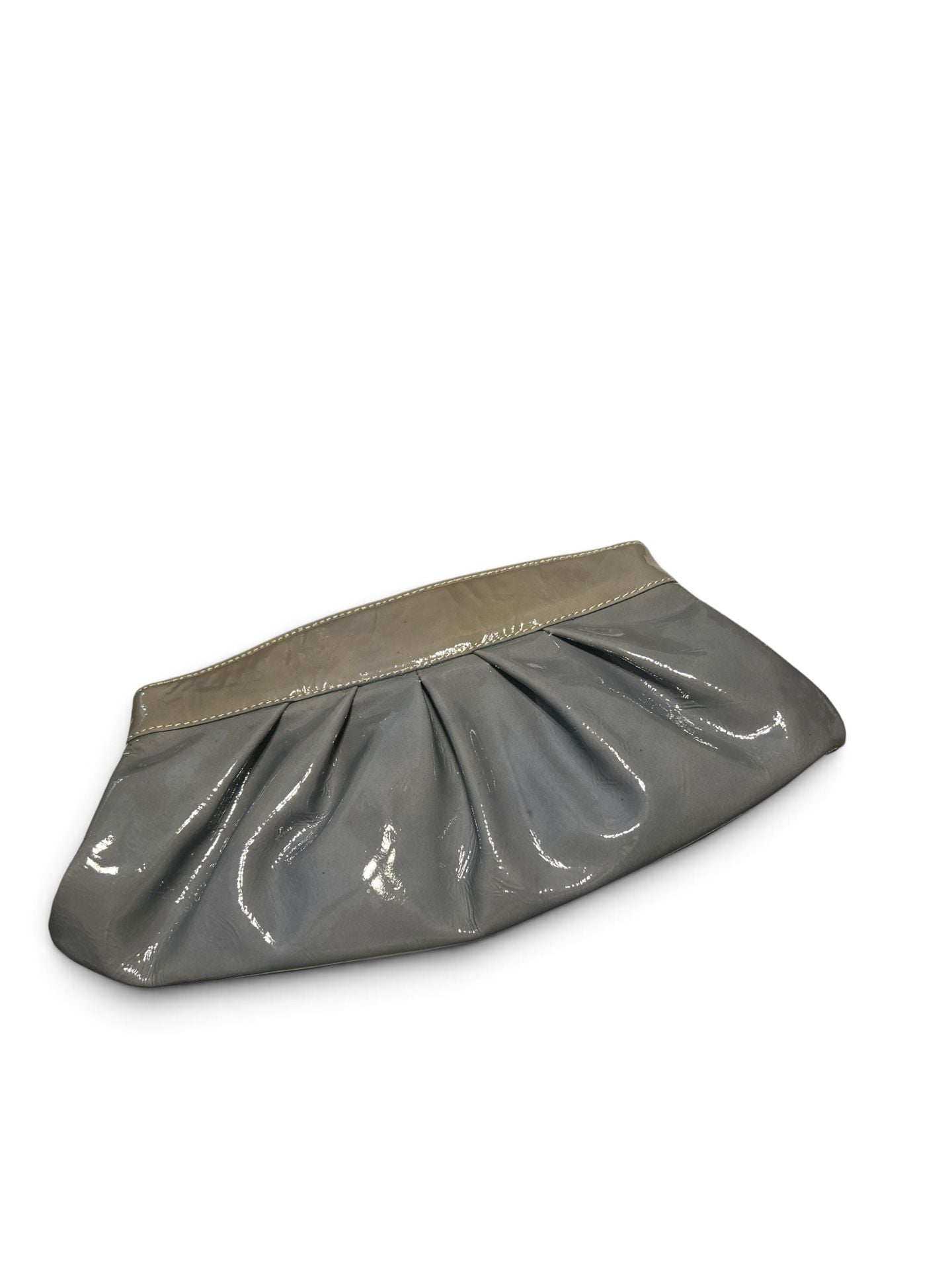 Fossil SL9925 Gray Patent Leather Ruched Evening Clutch Handbag 2