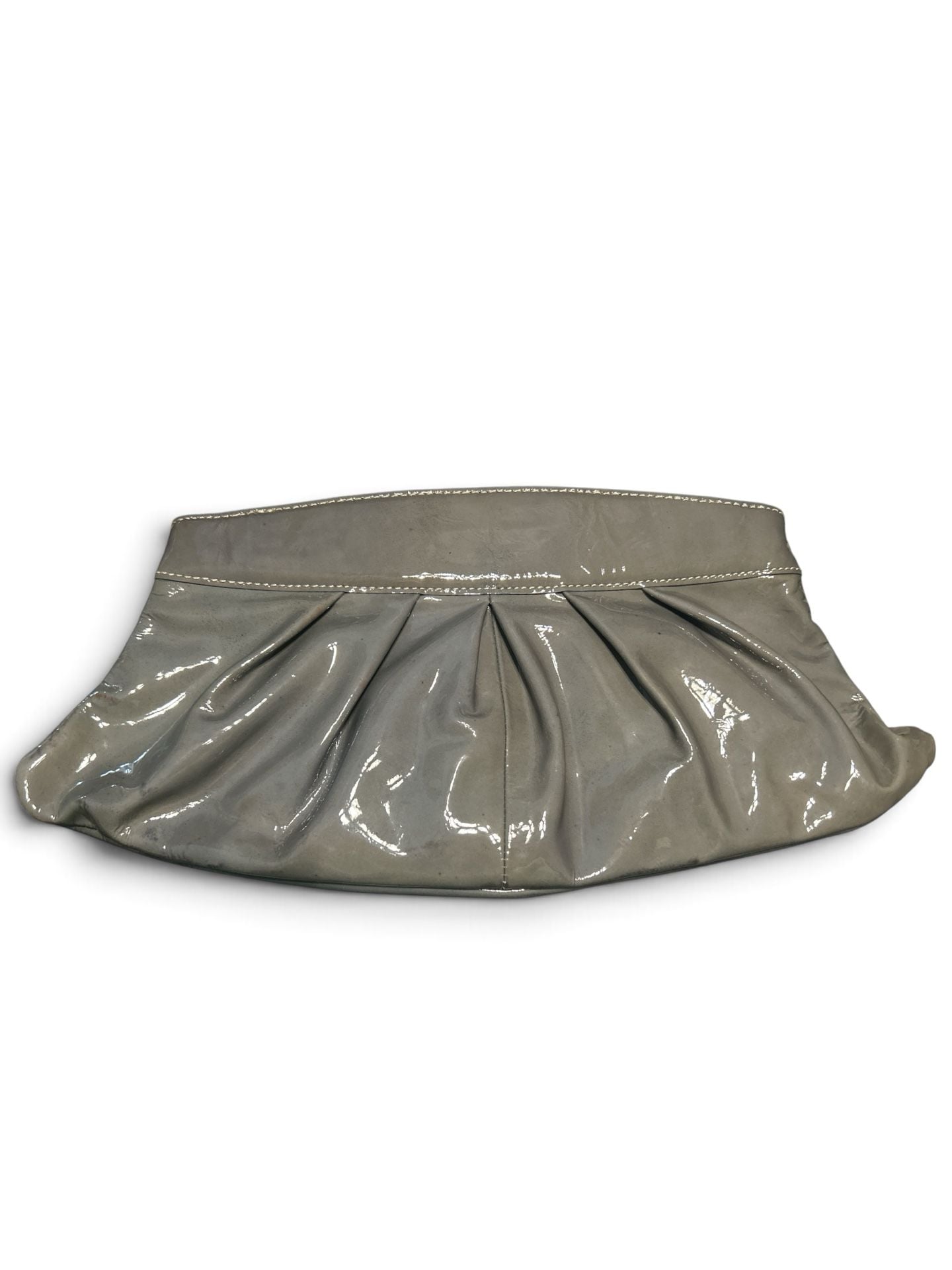 Fossil SL9925 Gray Patent Leather Ruched Evening Clutch Handbag 3