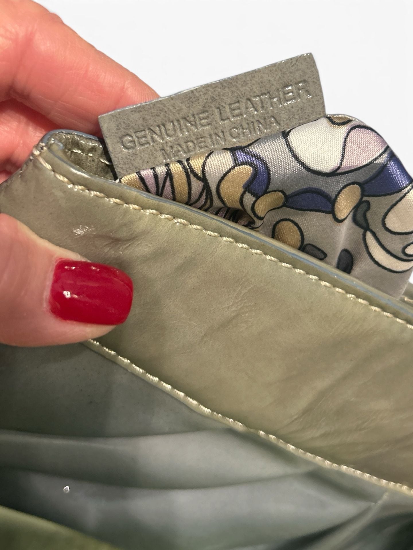 Fossil SL9925 Gray Patent Leather Ruched Evening Clutch Handbag 8