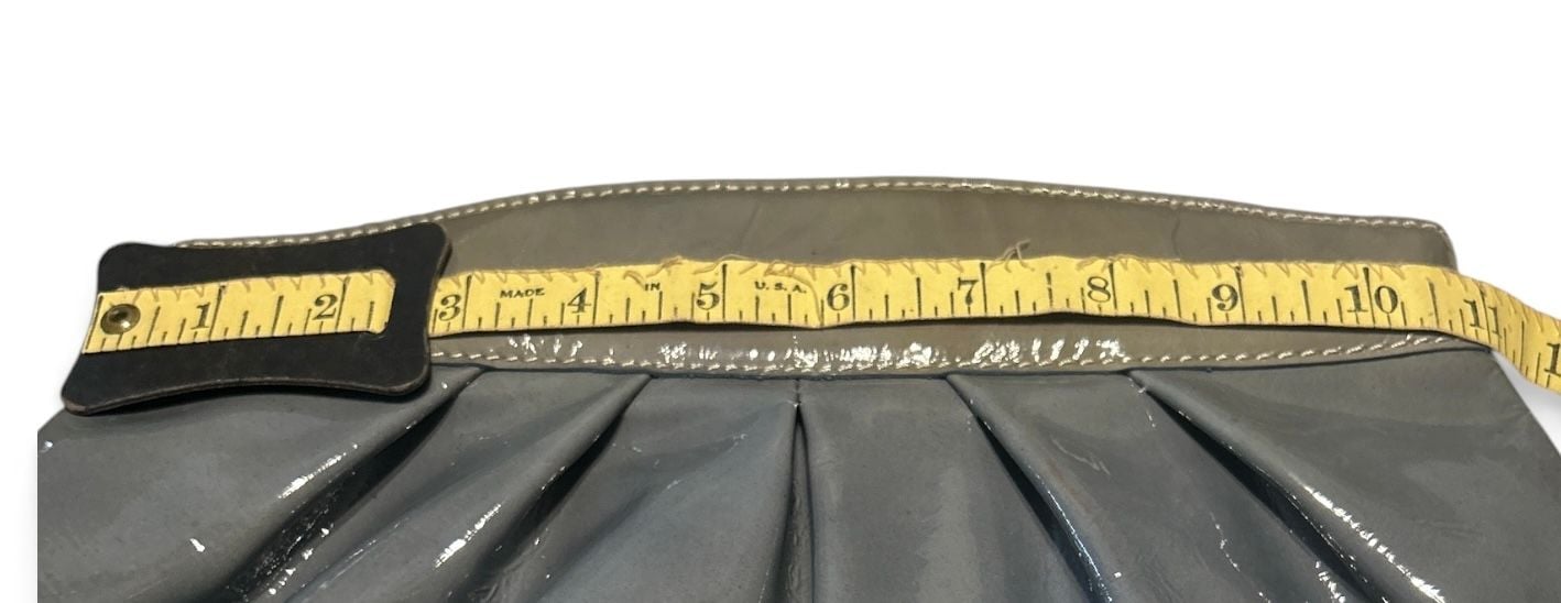 Fossil SL9925 Gray Patent Leather Ruched Evening Clutch Handbag 9