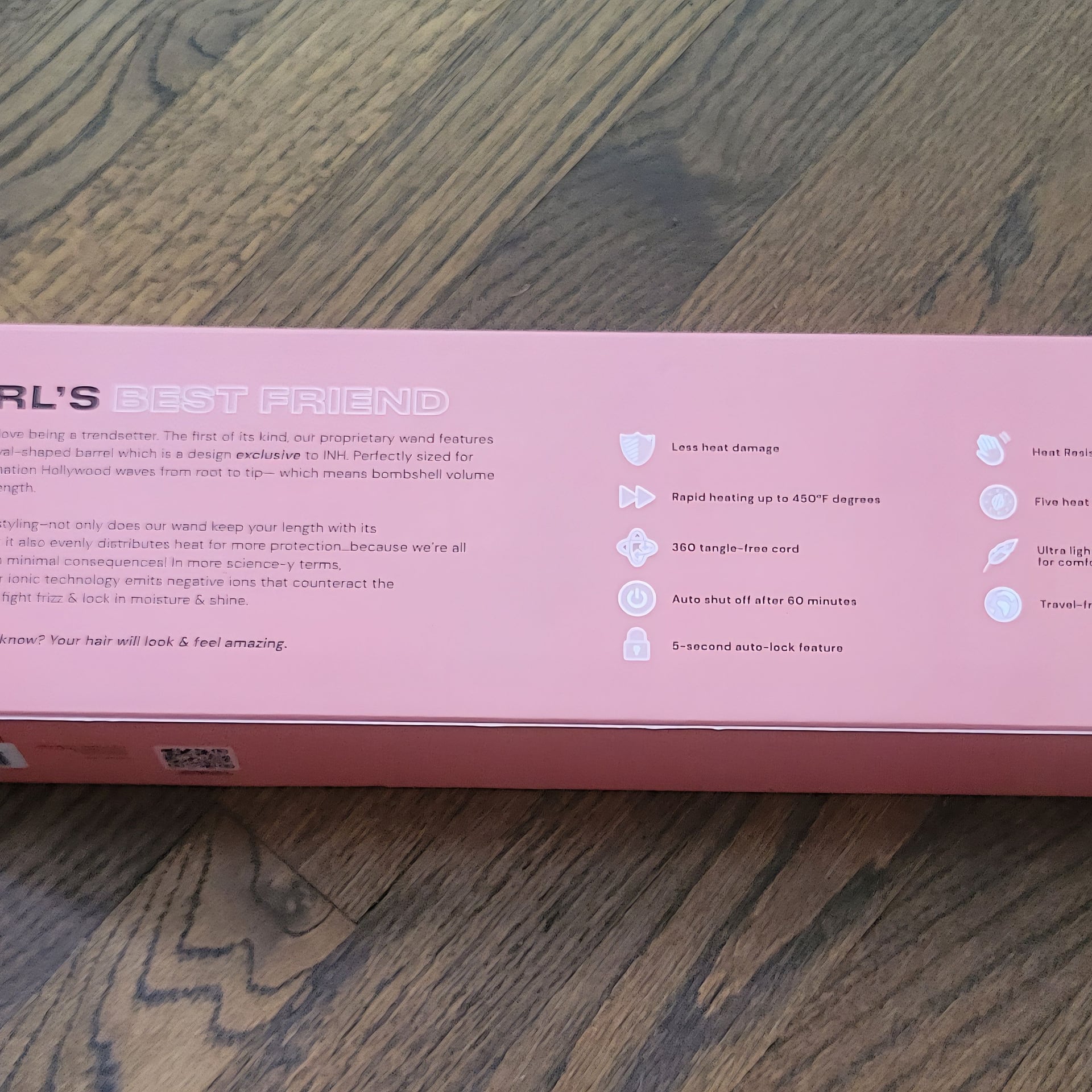 INH Hair Insert XL Curls Here 8-Inch Extra Long Oval Curling Wand,NIB (opened) 8