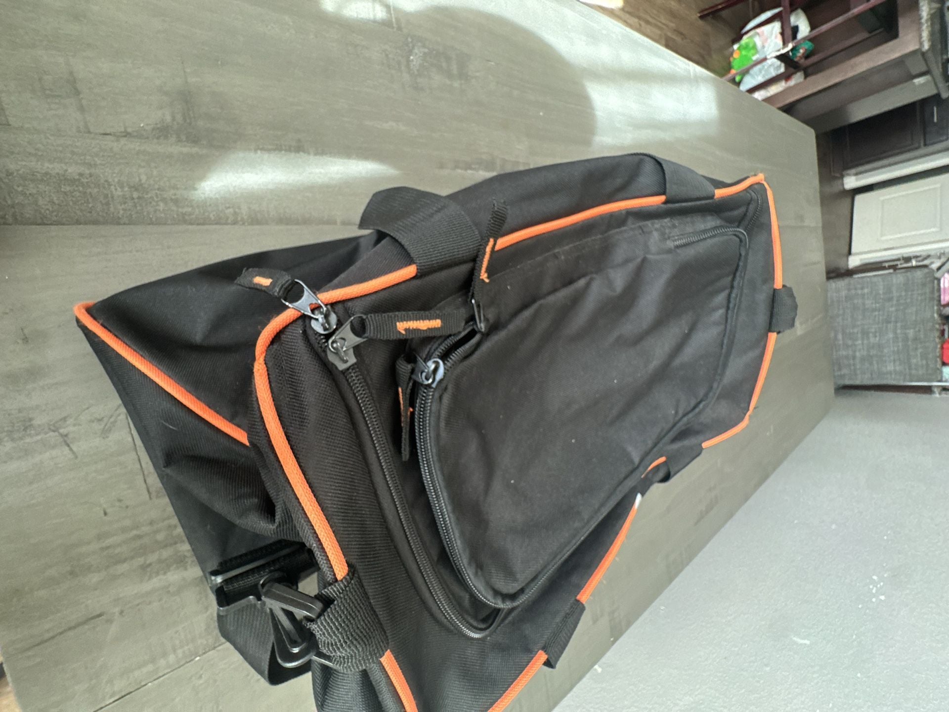 Harley-Davidson Black and Orange Duffle Bag with Strap and Mesh pocket 5