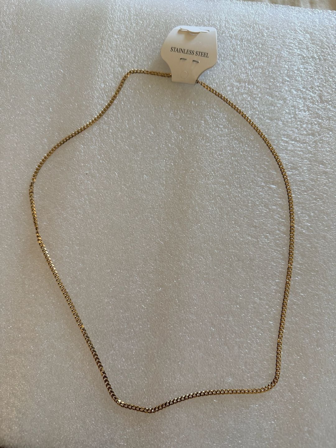 Stainless Steel Gold Tone Curb Link Chain Necklace 22 inches Brand New 2