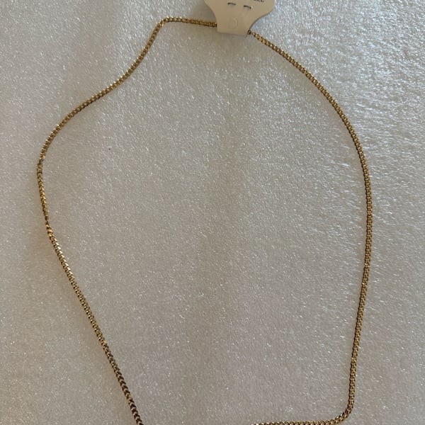 Stainless Steel Gold Tone Curb Link Chain Necklace 22 inches Brand New