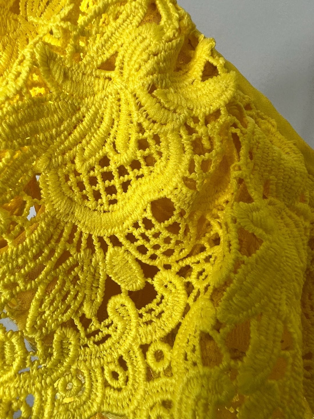 Alice + Olivia Bleeker Ruffled Eyelet Lace Crop Top Sunbeam Yellow Smocked Size S 6
