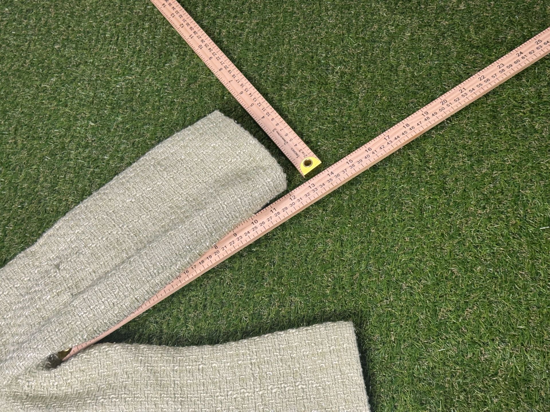 Light Green Tweed Open Front Blazer Jacket with Gold Buttons 8