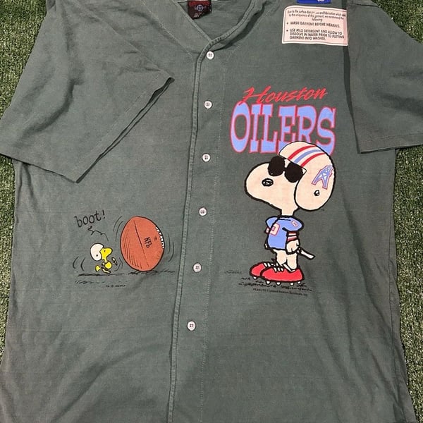 1994 Peanuts Snoopy Houston Oilers Baseball Jersey
