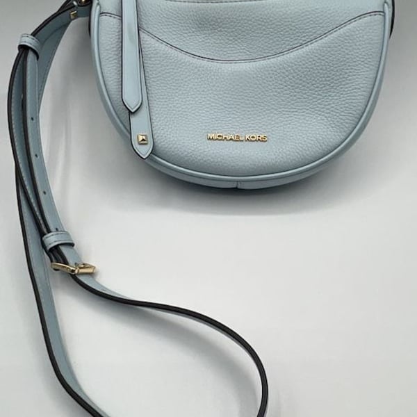 Michael Kors Dover Small Leather Crossbody Bag Purse Handbag Vista Blue