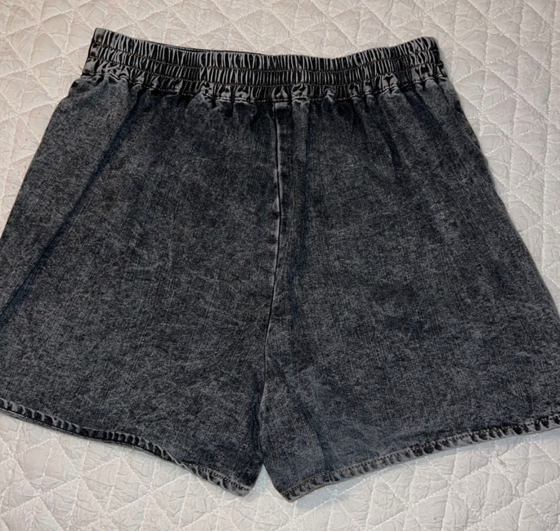 Promesa Black Acid Wash Denim Wrap Front Skort Size Small 3
