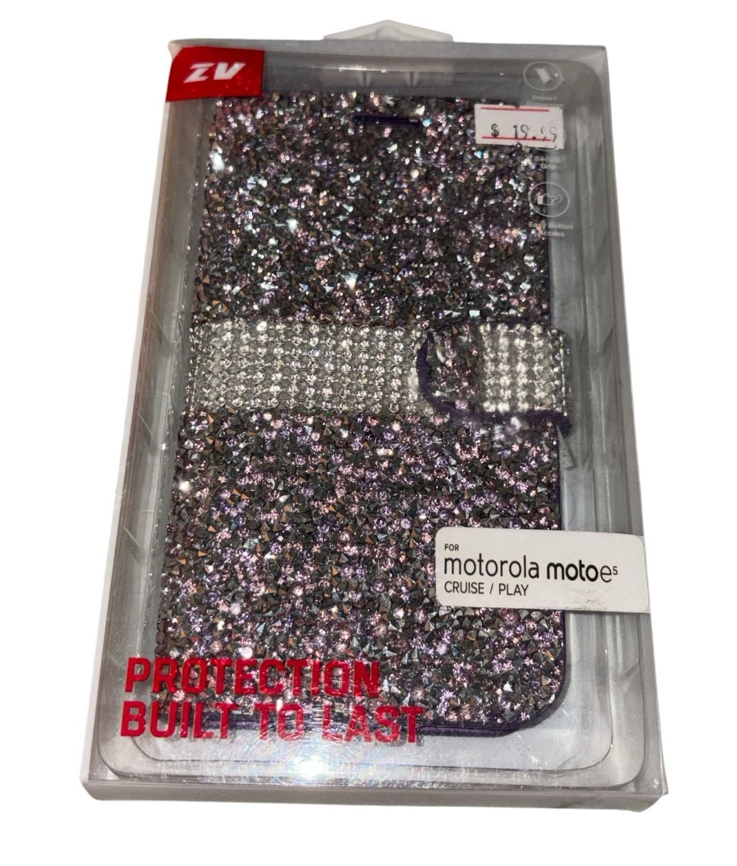 ZV Bling Rhinestone Wallet Case Motorola Moto E5 Cruise & Moto E5 Play Purple 3