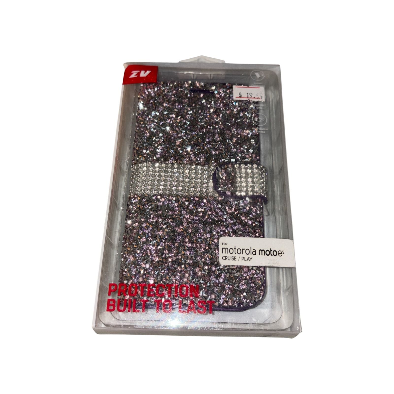 ZV Bling Rhinestone Wallet Case Motorola Moto E5 Cruise & Moto E5 Play Purple 1