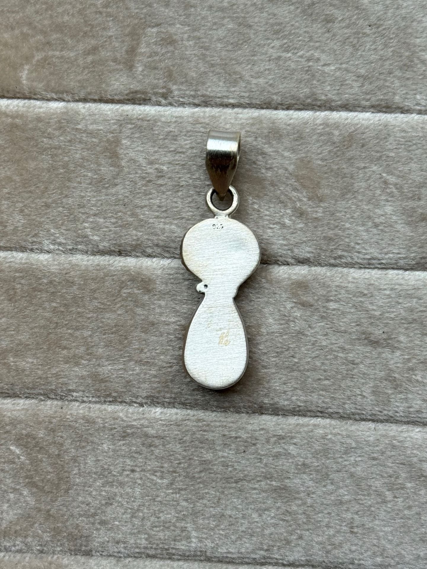 Southwestern Sterling Silver Two-Stone Turquoise Necklace Pendant 4