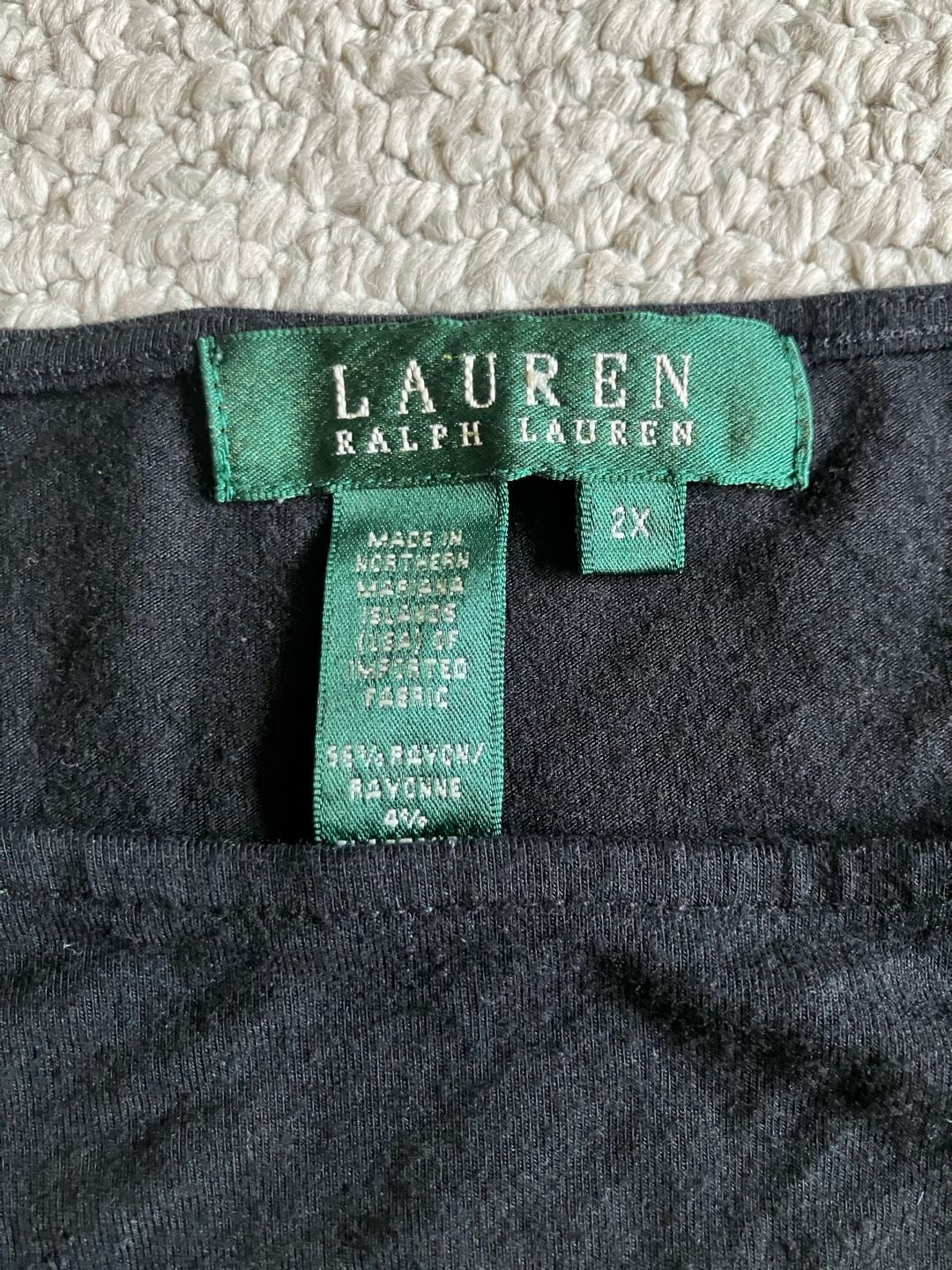 Lauren Ralph Lauren Black Puff 3/4 Sleeve Knit Top Size 2X 3