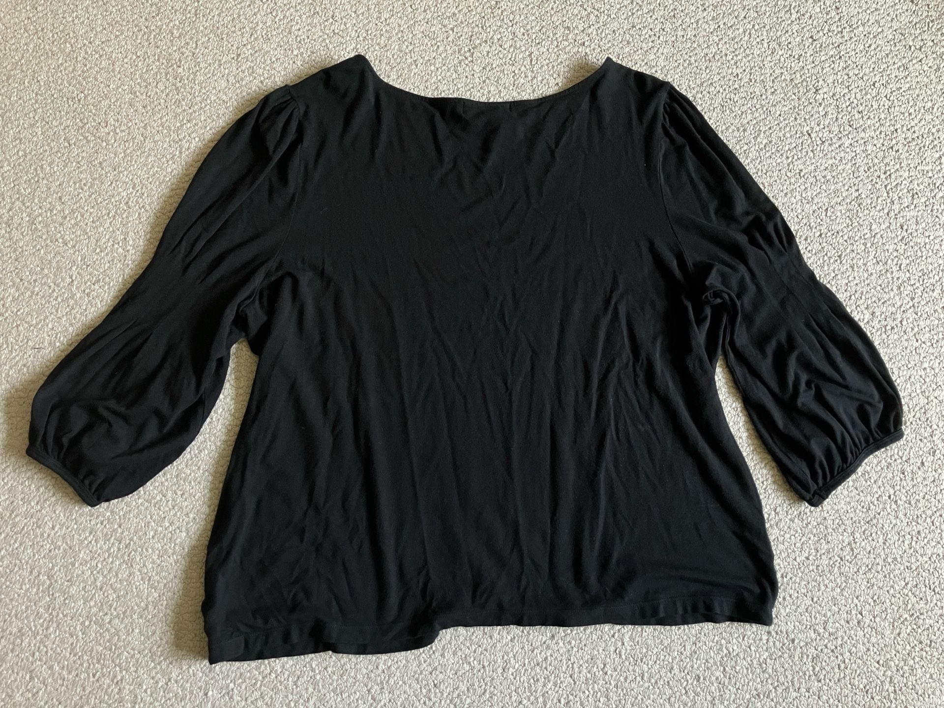 Lauren Ralph Lauren Black Puff 3/4 Sleeve Knit Top Size 2X 5