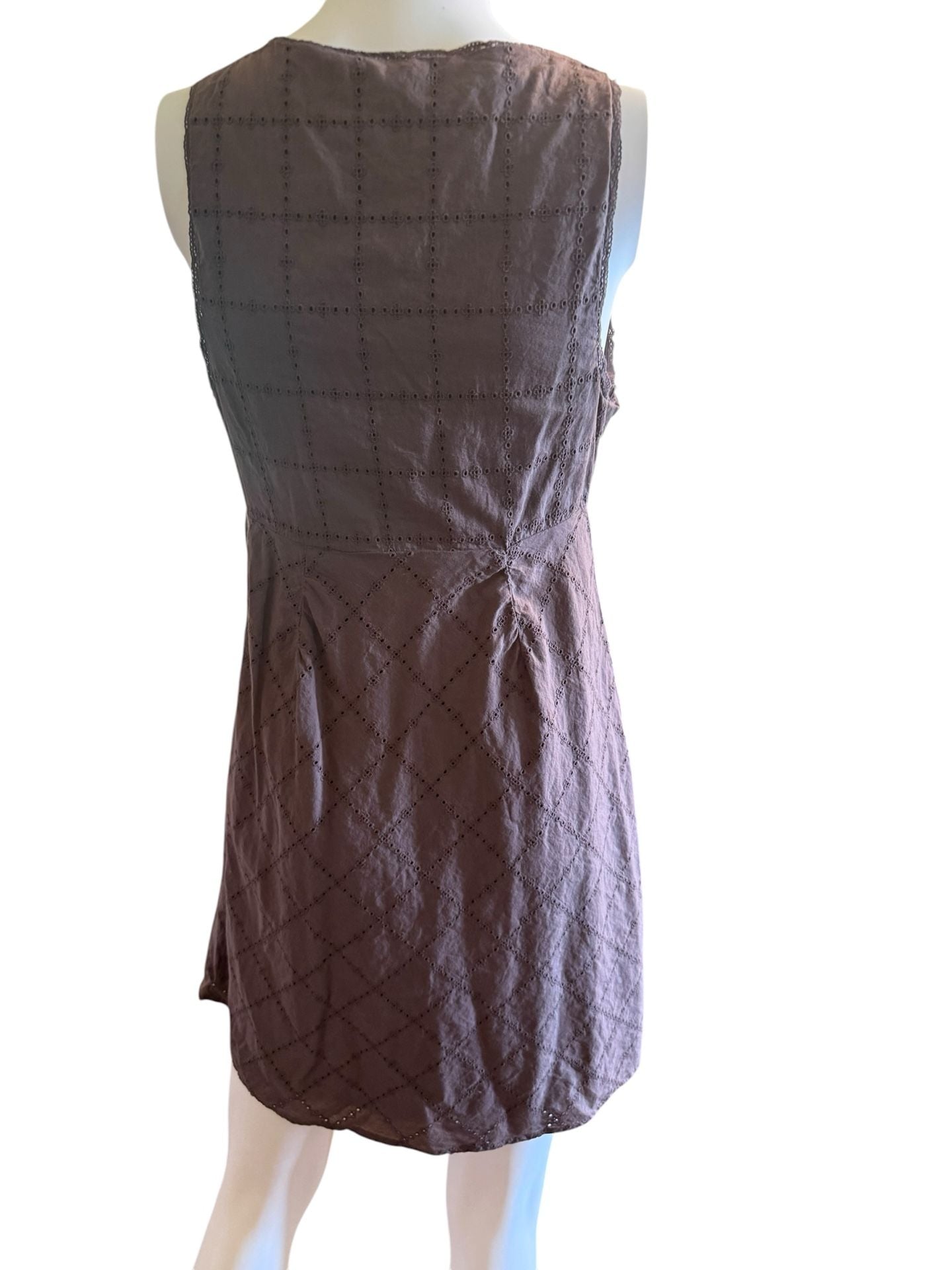 American Eagle Brown Eyelet Lace Diamond Pattern Babydoll Dress 3