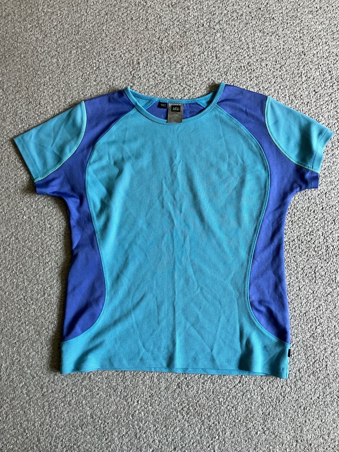 REI Girls' XL (16/18) Short-Sleeve Activewear Top, Teal/Blue, UPF 35+ Protection 2