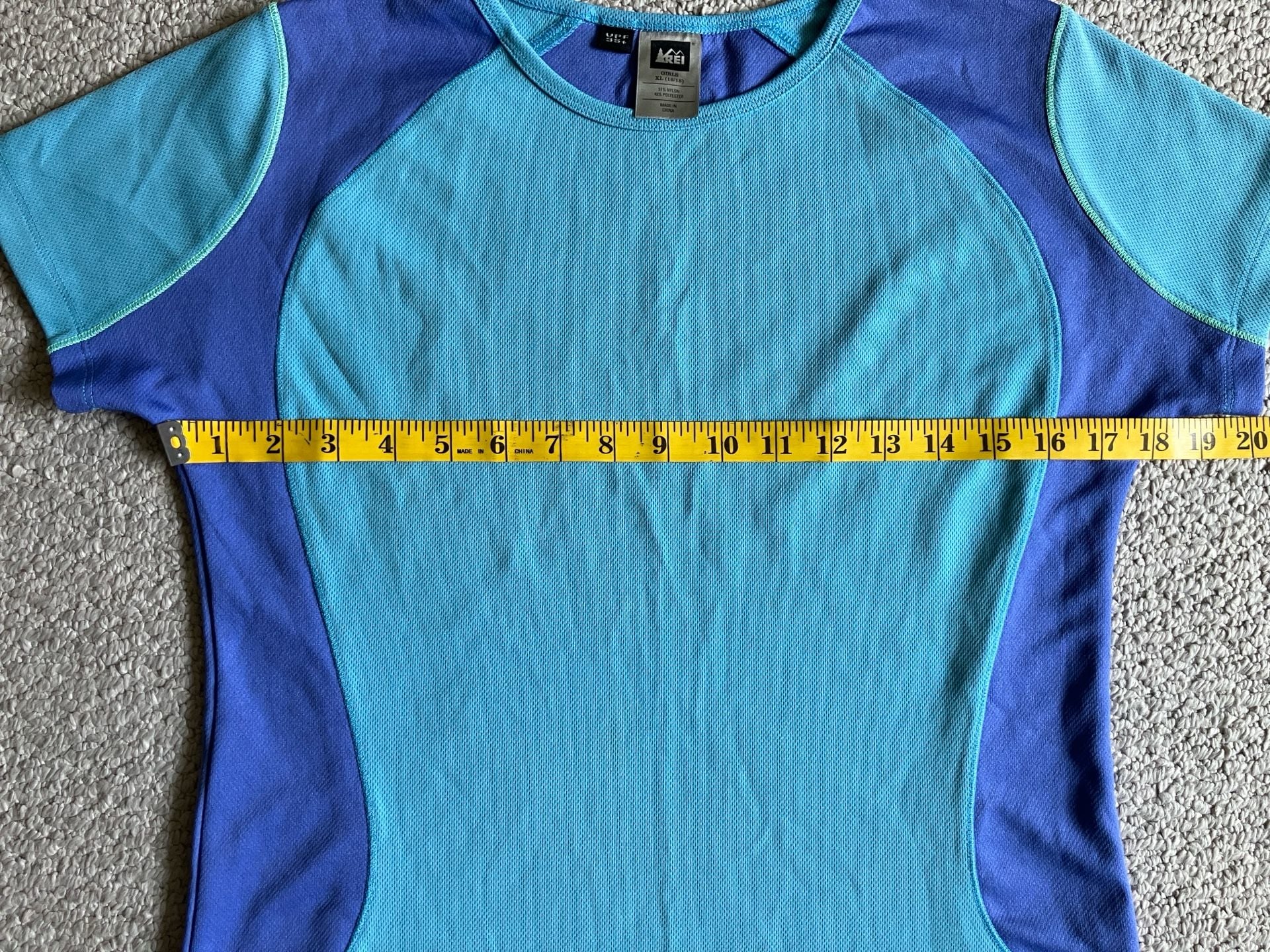 REI Girls' XL (16/18) Short-Sleeve Activewear Top, Teal/Blue, UPF 35+ Protection 7