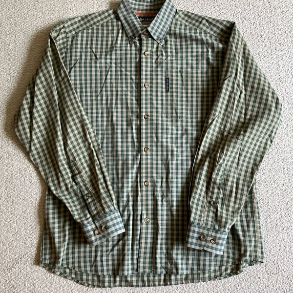 Columbia Sportswear Men's Green Plaid Long Sleeve Button Down Shirt Size M
