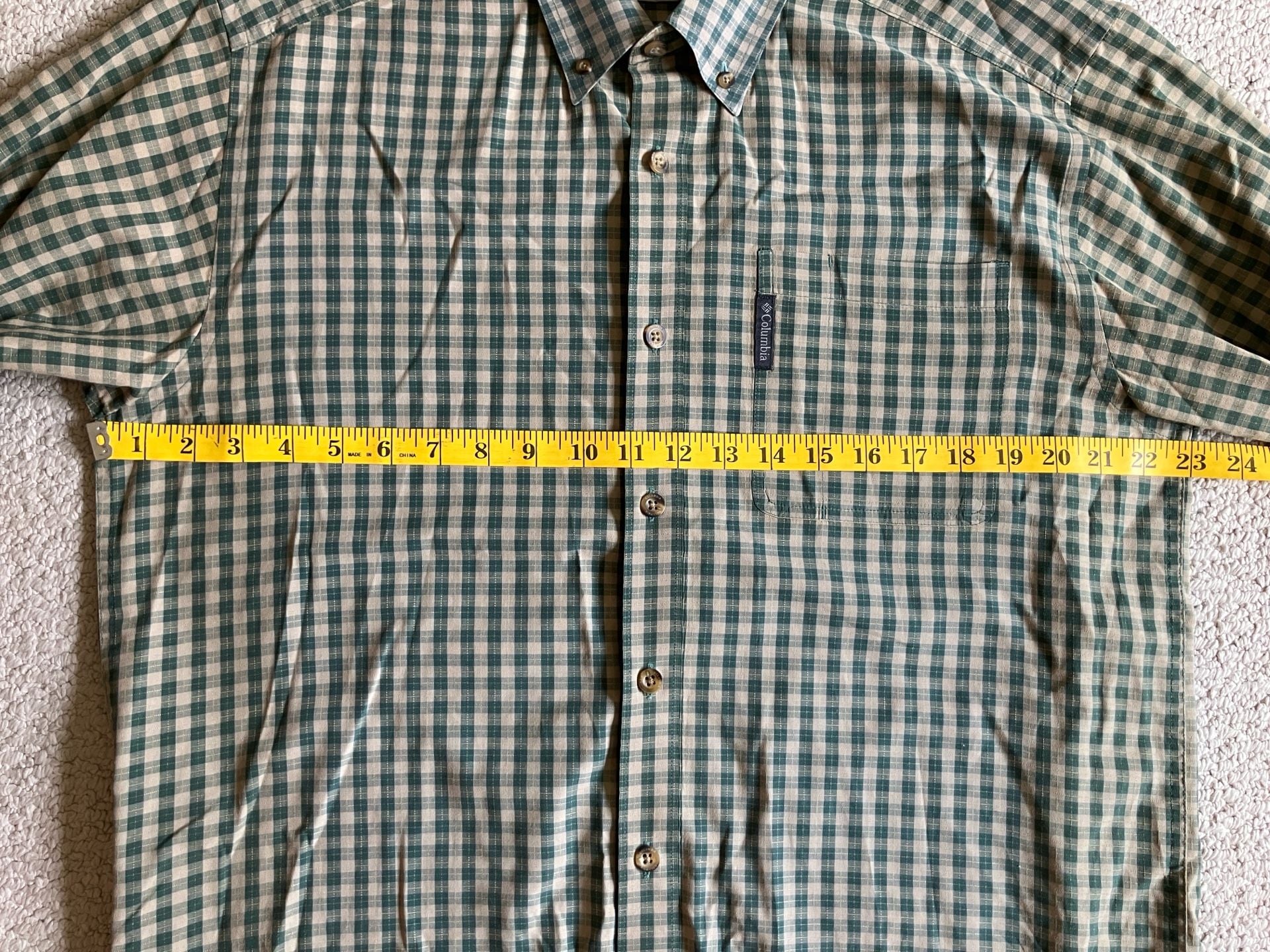 Columbia Sportswear Men's Green Plaid Long Sleeve Button Down Shirt Size M 7