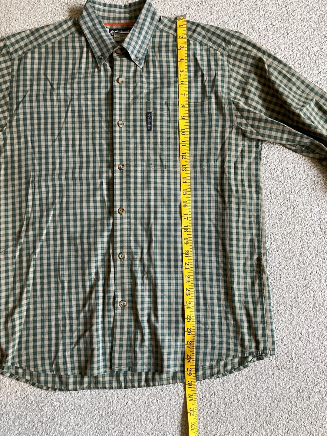 Columbia Sportswear Men's Green Plaid Long Sleeve Button Down Shirt Size M 8