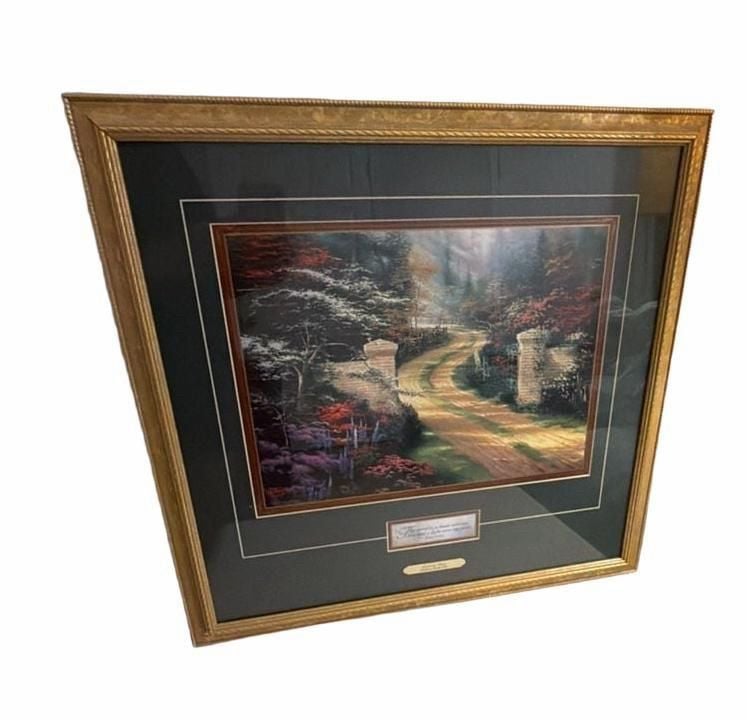 Thomas Kinkade Framed Art Print Spring Gate with Scripture 1