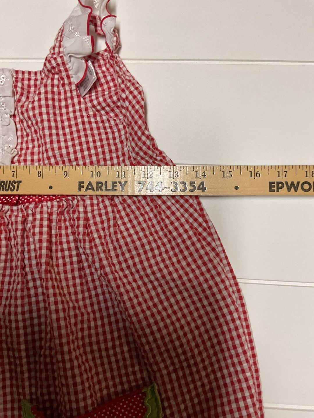 Youngland Red Gingham Watermelon Pocket Ruffle Dress Size 6X 4